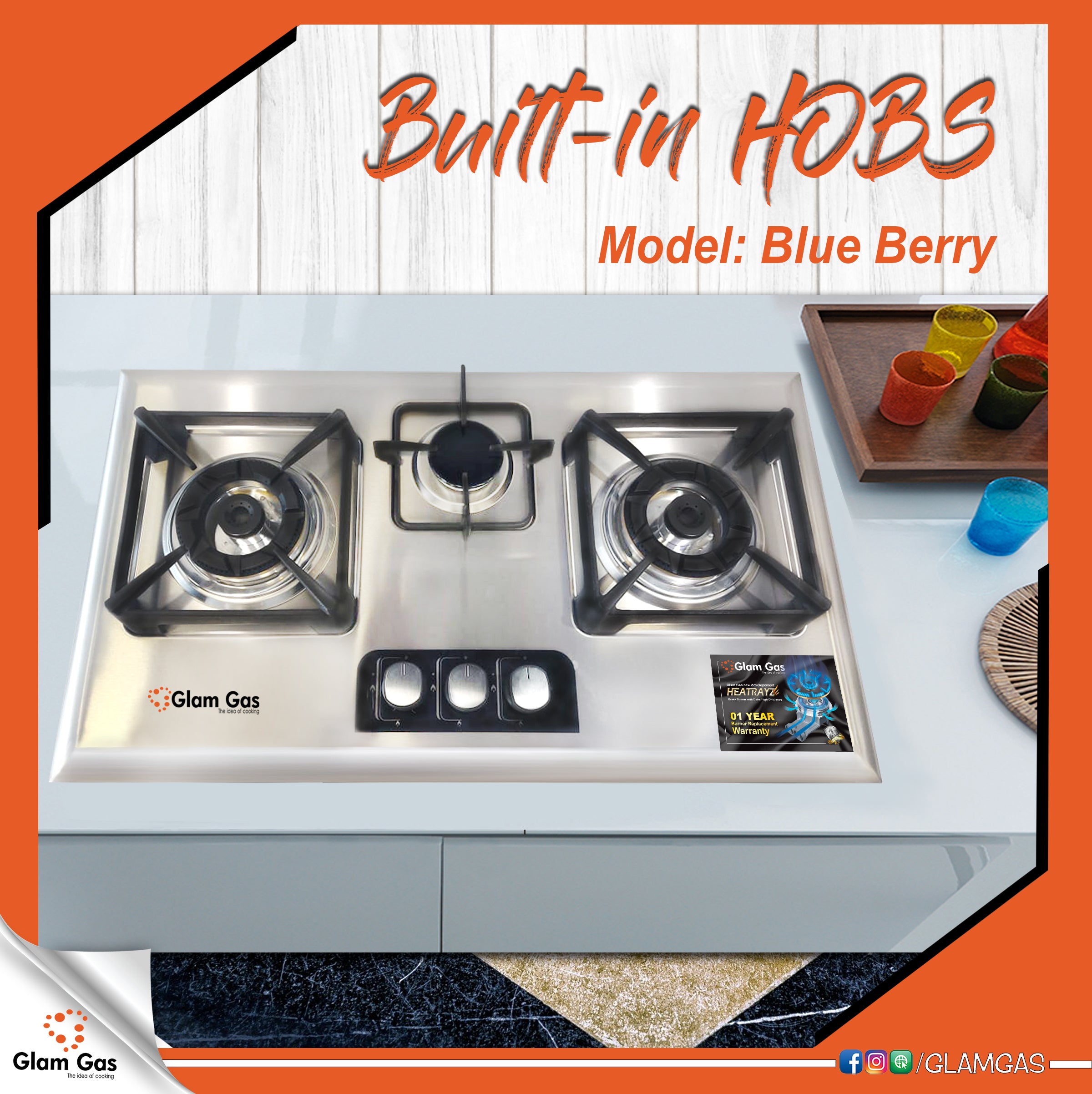 Glamgas Built-in Hob Blue Berry