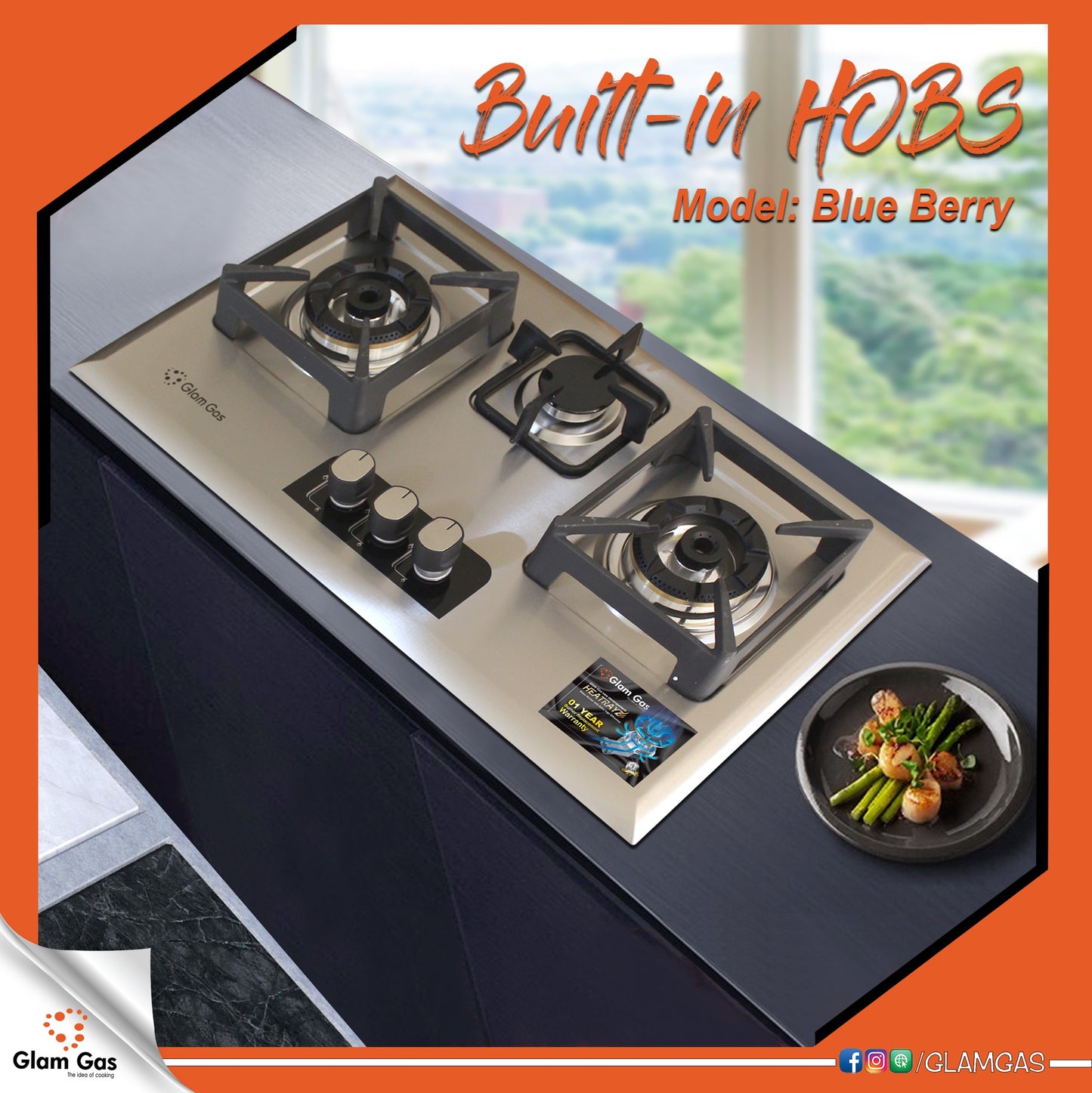 Glamgas Built-in Hob Blue Berry