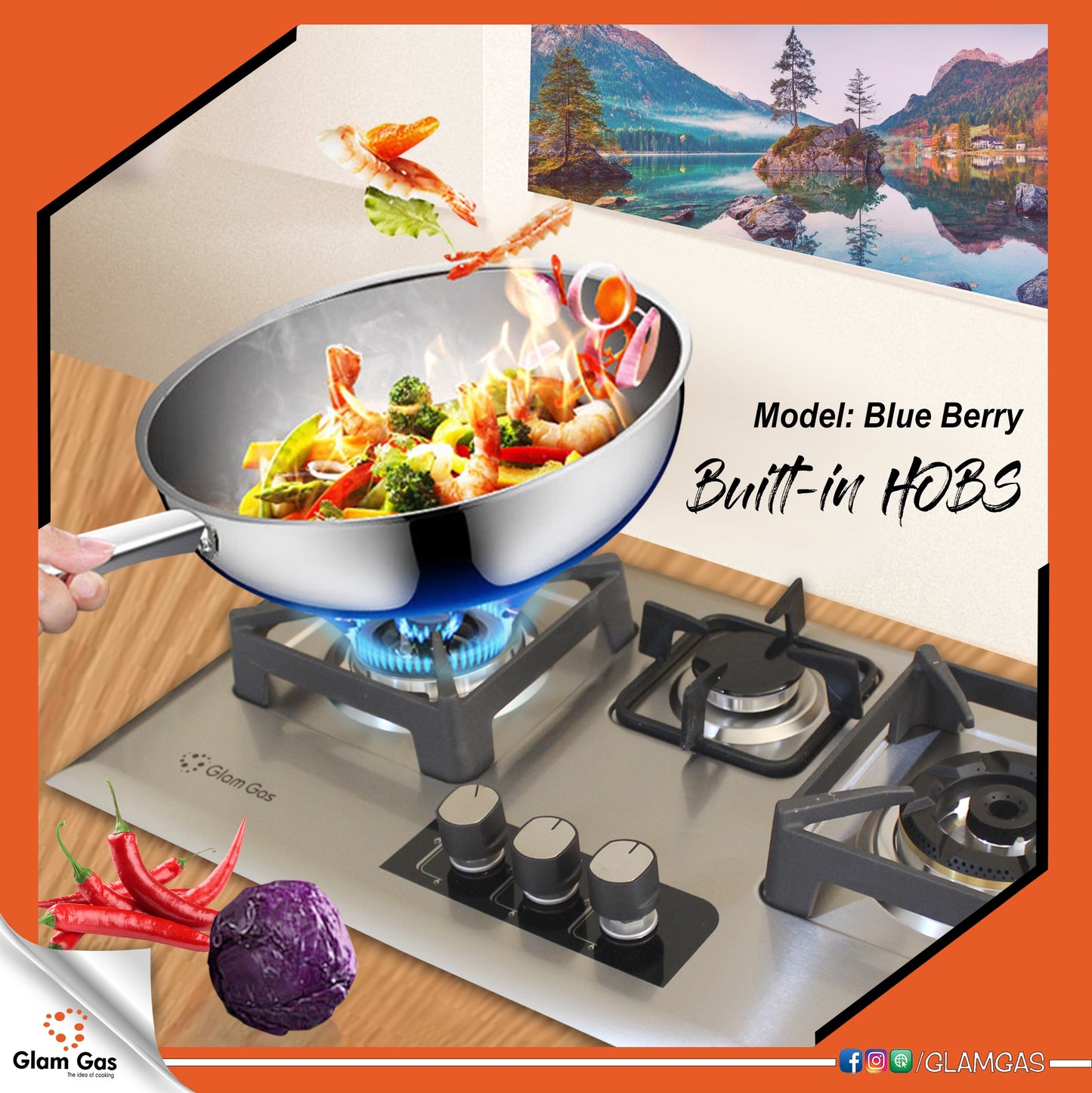 Glamgas Built-in Hob Blue Berry