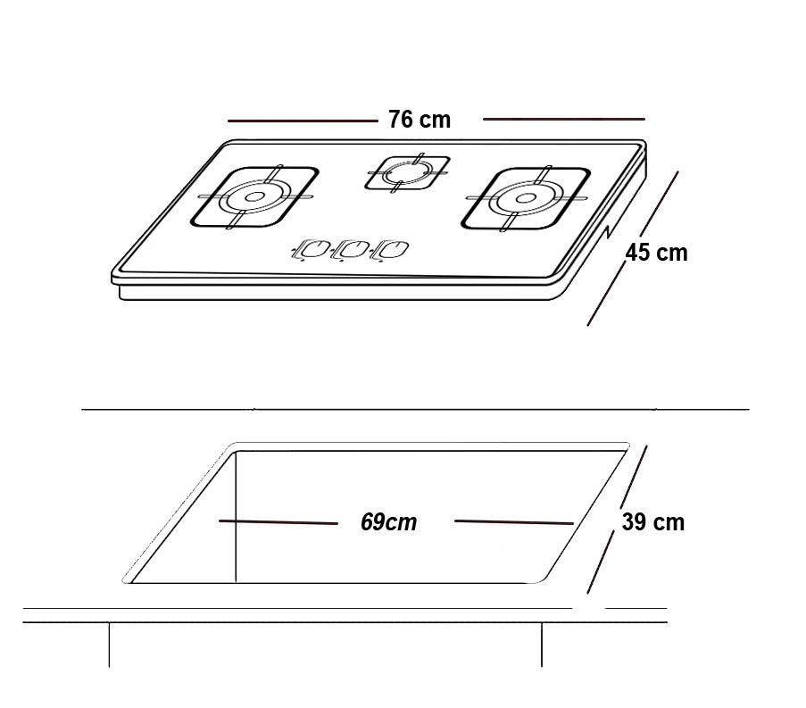 glamgas Built In Gas Hob Diamond Square