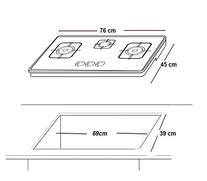 glamgas Built In Gas Hob Diamond Square