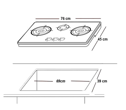 glamgas Built In Gas Hob Diamond Round