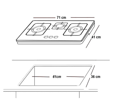 Glam Gas	Hob	D-cut